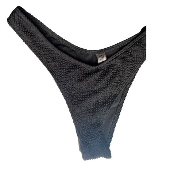 SHEIN Swim Summer Beach Plain Black Thong Bikini Bottom Large - Picture 5 of 7